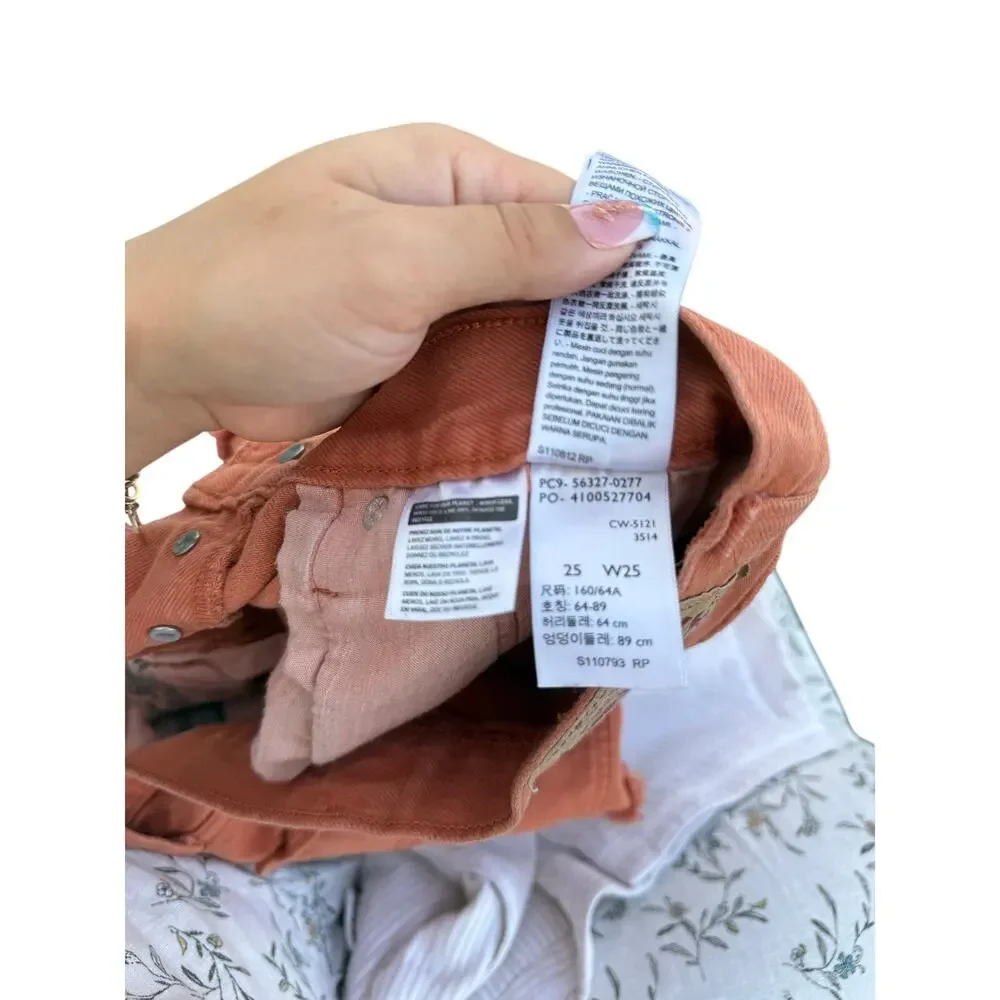 Levi’s 501 Orange Denim Shorts 100% Cotton Size 25
